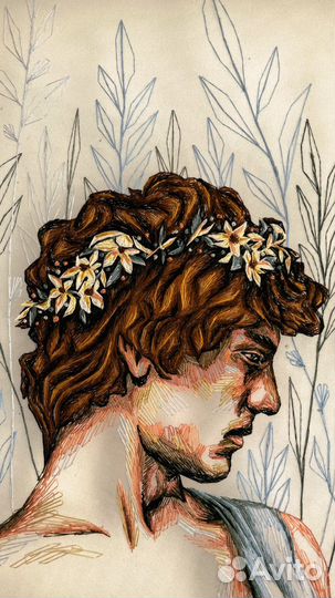 Картина вышитая на фатине