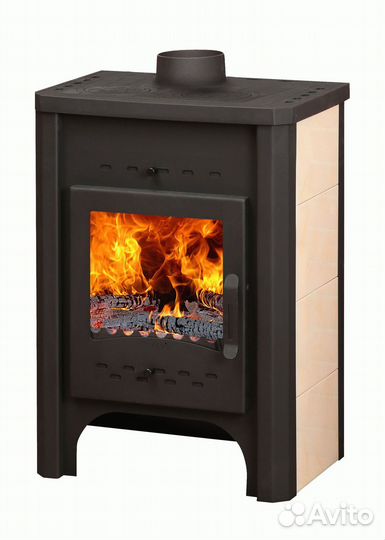 Печь-камин бавария с плитой и теплообменником Экок