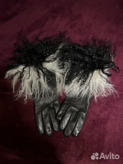Перчатки натуральная кожа мех ламы