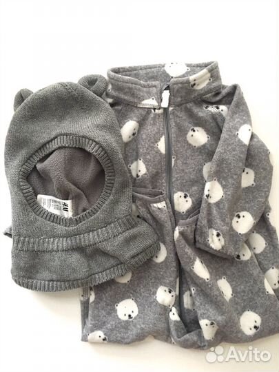 Шапка шлем и флисовый комбинезон H&M