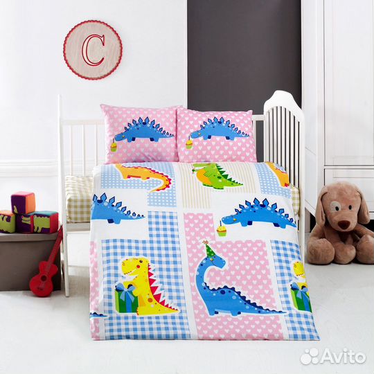 Детское постельное белье с динозаврами новое