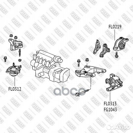 Опора двигателя honda jazz/FIT 02- FL0219 fixar