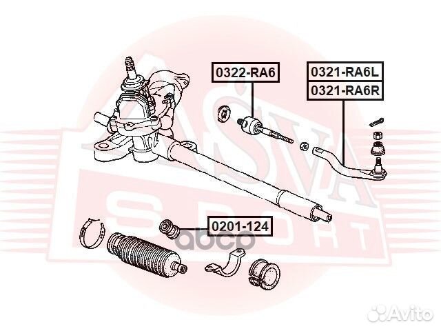 Наконечник рулевой тяги лев 0321RA6L asva