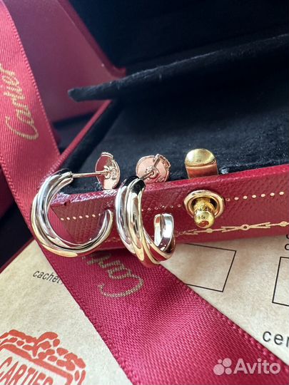 Cartier trinity серьги золото 750 пробы