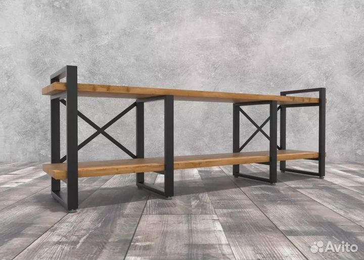 Тумба под тв Айсберг Лофт 160 черный/дуб крафт таб