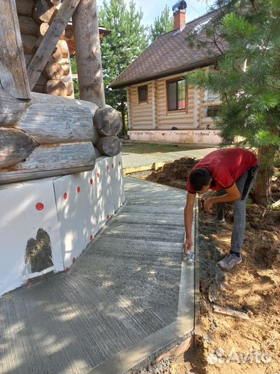 Бетонные работы, отмоска, дорожки, фундаменты