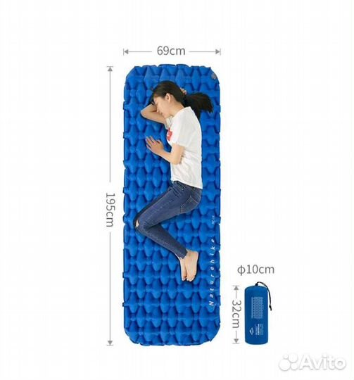 Коврик спальный naturehike одноместный