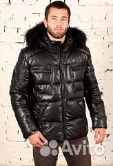 Пуховик мужской экокожа