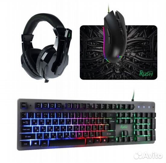 Набор игровой клавиатура+мышь+гарнитура+коврик