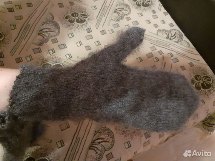 Варежки мужские вязаные из козьего пуха