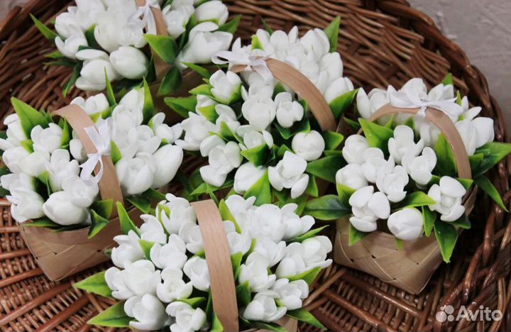 Лукошки с подснежниками из мыла