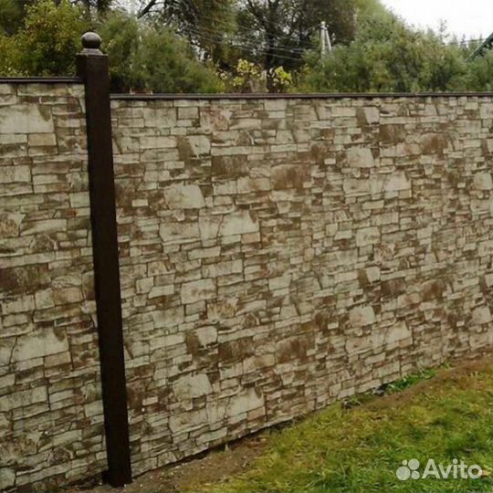 Забор из профнастила под камень в Торопце