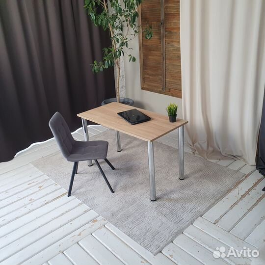 Компьютерный стол Дуб 120*60 см. Хром ножки