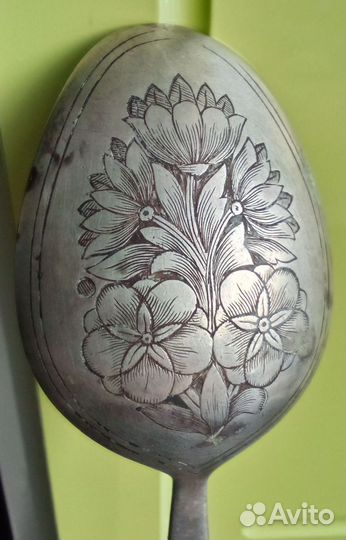 Серебряная столовая ложка.875.Штихель