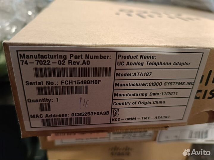 Тeлефонный адаптeр Сisсо аtа 187