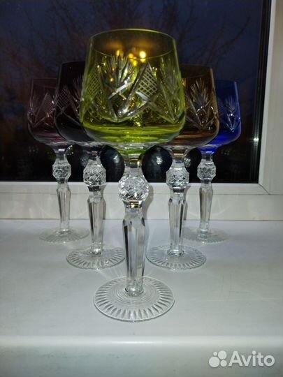 Фужеры цветной хрусталь ГДР