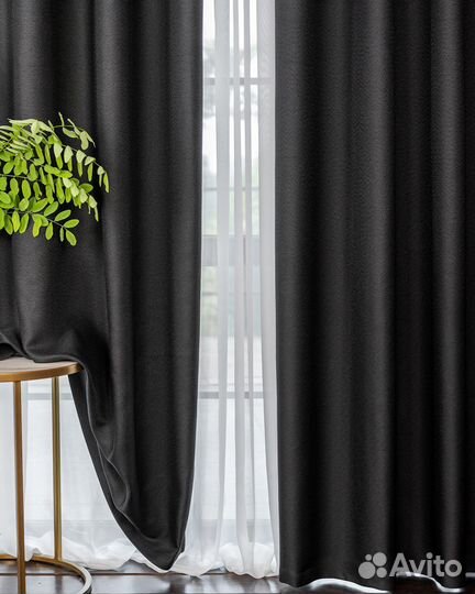 Шторы рогожка Орфей Черный