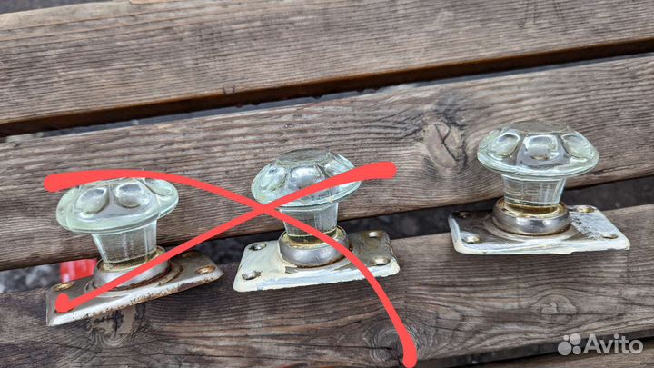 Советская дверная ручка стеклянная белая, 1шт