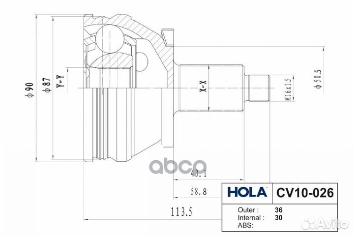 Шрус наружный, левый/правый CV10026 hola