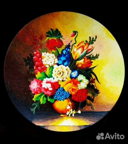 Декоративная тарелка с цветами ручная роспись