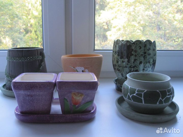 Горшки керамические для цветов на подоконник