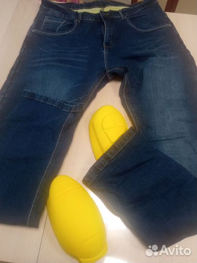 Мотоджинсы мужские синие, размер 36