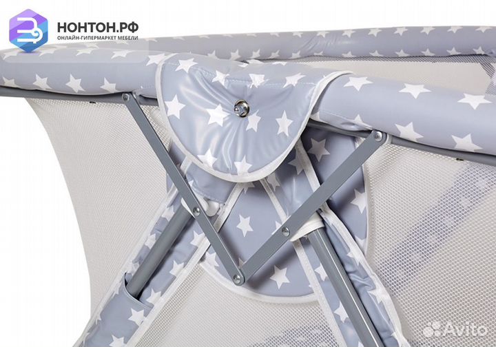 Манеж Comfort принт Звезды / серый / белый