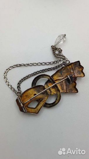 Брошь старинная 84 пробы с горным хрусталем