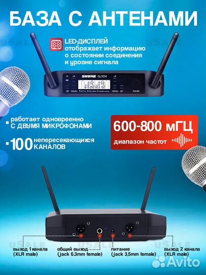Микрофон для конференций Shure glxd4, черно-серый