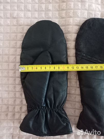 Зимние кожаные варежки мужские женские