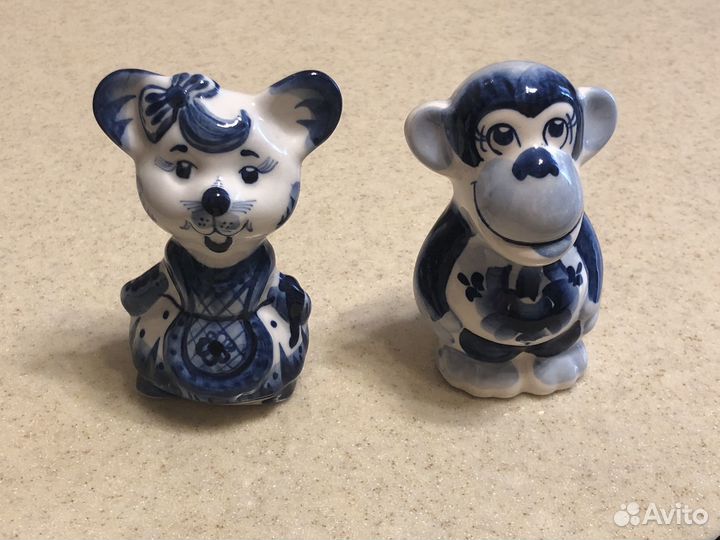 Фигурка Гжель (мышка, обезьяна)