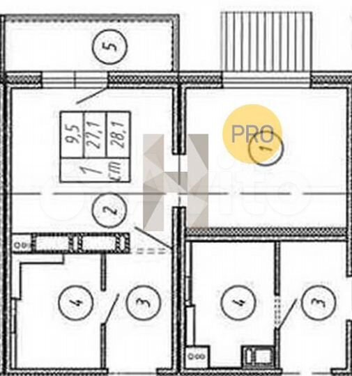 Квартира-студия, 28,1 м², 1/17 эт.