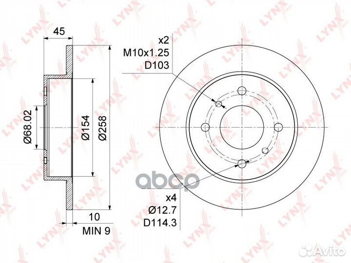 Диск тормозной зад BN1100 lynxauto