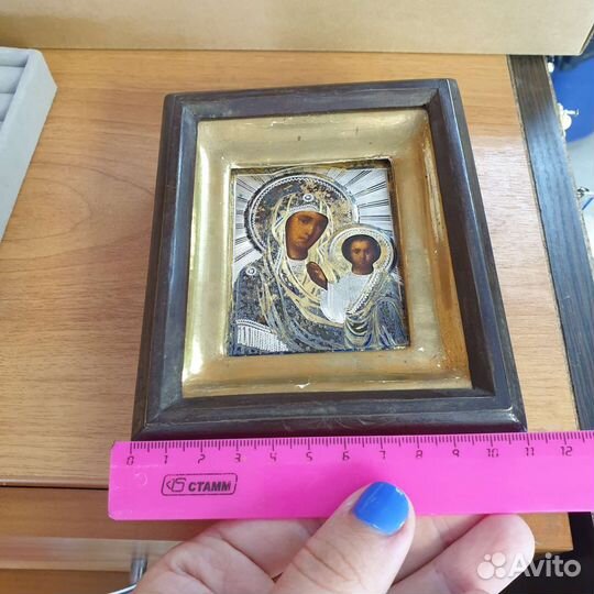 Икона Казанской божьей матери серебро 84 проба
