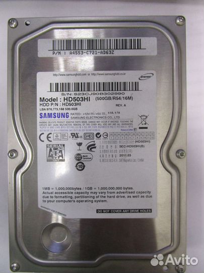Жесткий диск 500Gb Samsung HD503HI