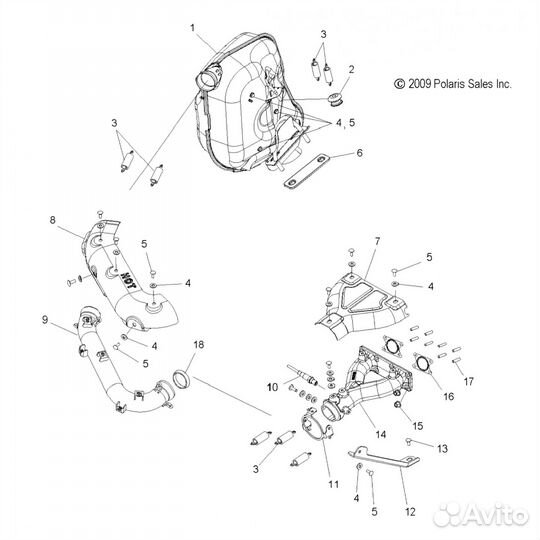 Прокладка глушителя для снегохода polaris 3610155