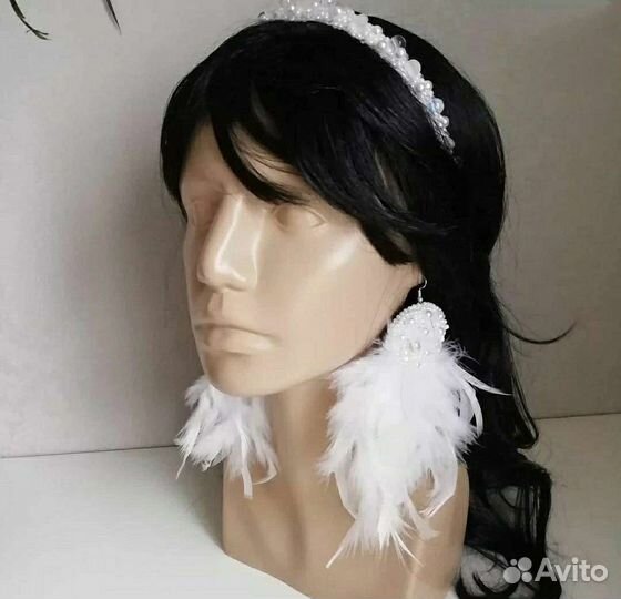 Серьги с перьями