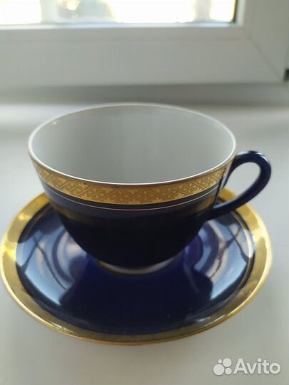 Чайная чашка с блюдцем кобальт
