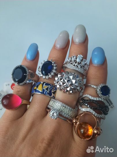 Серебрянные кольца подвесы новые