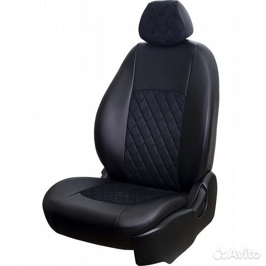 Чехлы Kia Cerato 04-08 чёрный ромб комбинированные