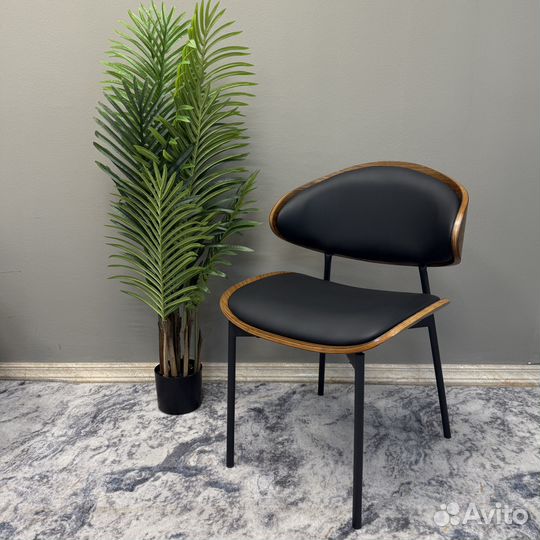 Стул обеденный натуральное дерево, черная эко - ко