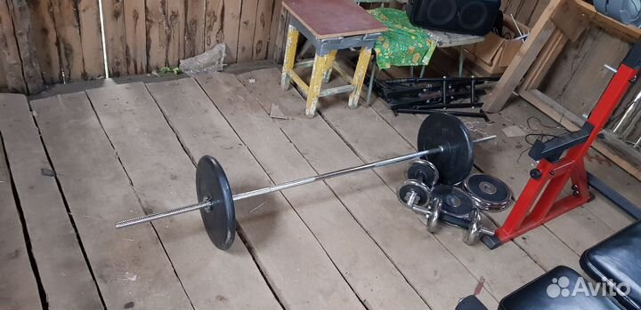 Диски блины 2х15кг 26мм Barbell + Гриф 25х183мм