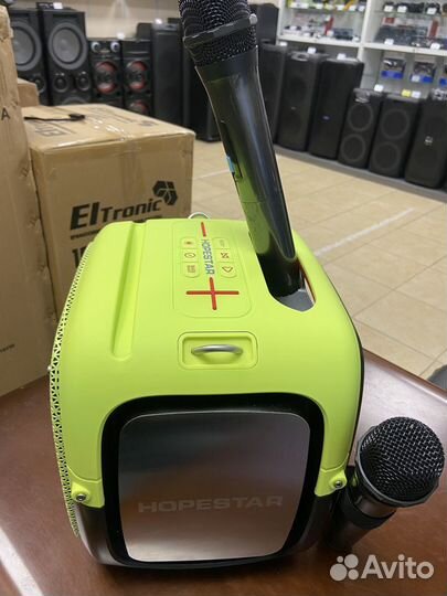 Колонка 80 Вт караоке HopeStar Party One салатовый