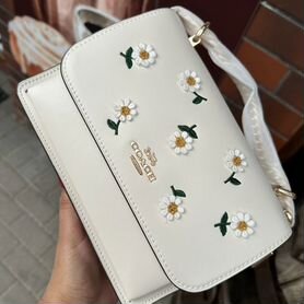 Сумка coach натуральная кожа+канва новая