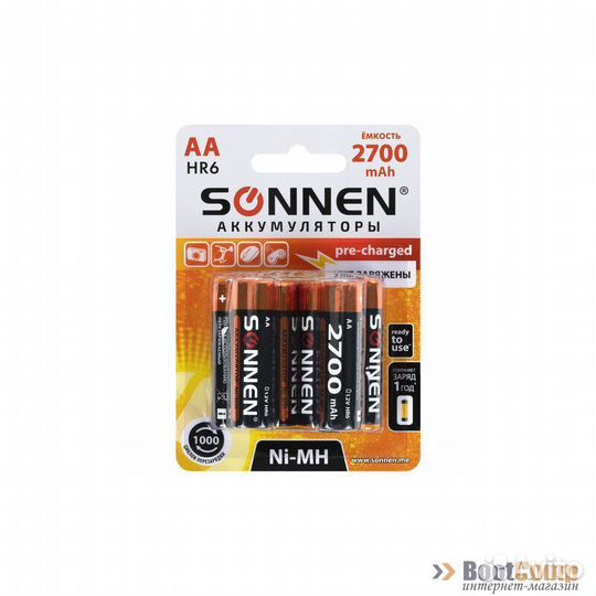 Аккумулятор R6 2700mAh sonnen BL-6 (аккум-р 1.2В) 455608