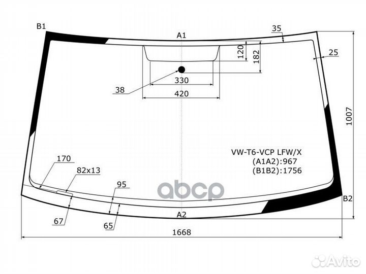 Стекло лобовое Volkswagen Transporter 15-19 / C