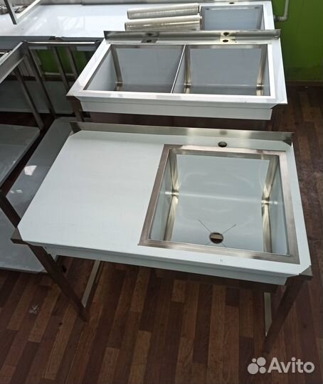 Стол с Мойкой 100x60 из нержавейки