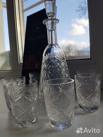 Графин,стаканы, салатник, лебеди хрусталь СССР