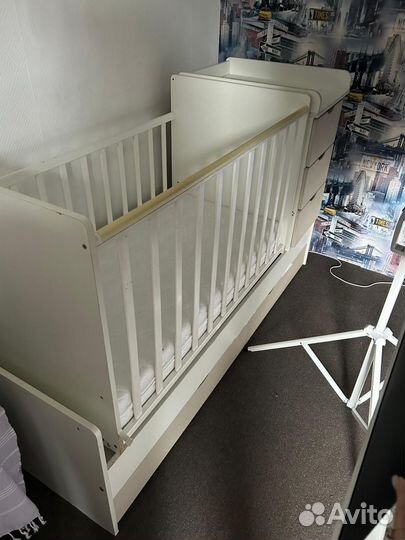 Детская кроватка трансформер с комодом