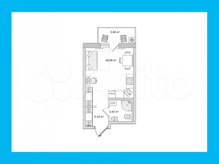 Квартира-студия, 28,5 м², 3/22 эт.